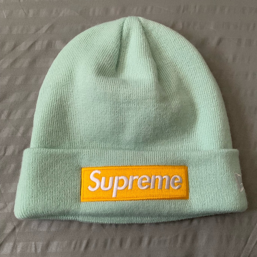 supreme blue ice box logo beanie